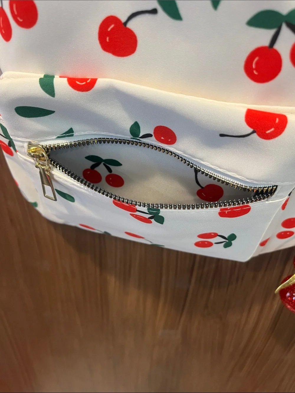 Mini Cherry Backpack With Double Cherry Zipper Pull